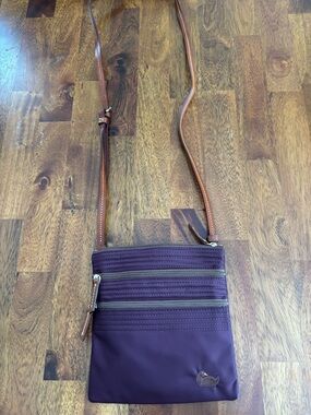 Dooney & Bourke Plum Nylon Crossbody with Brown Logo Patch NWOT